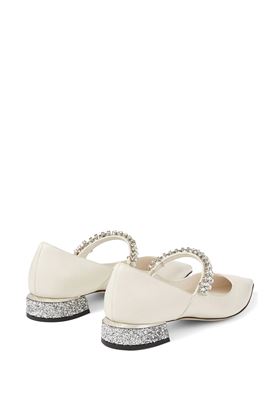 Low shoes in coffee-milk/silver nappa leather Jimmy Choo | BINGPUMPFLATNXJLATTESILVER